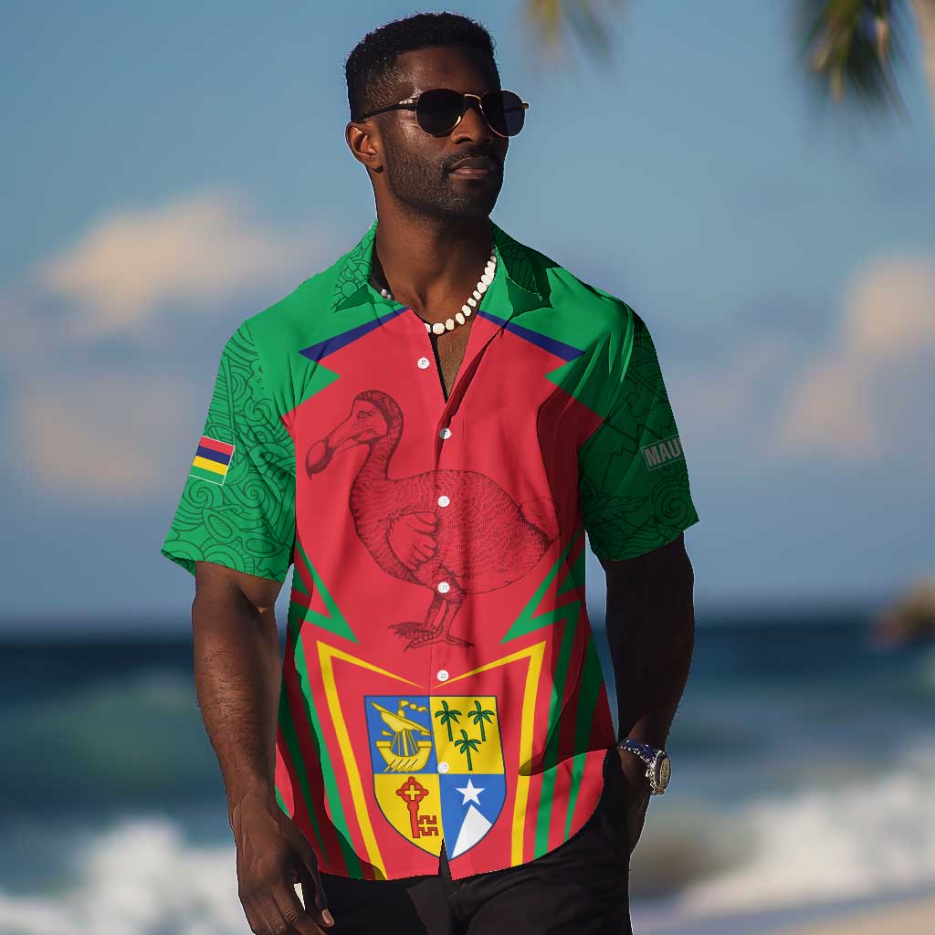 Mauritius Dodo Hawaiian Shirt Flag Coat of Arms Traditional Patterns TS04