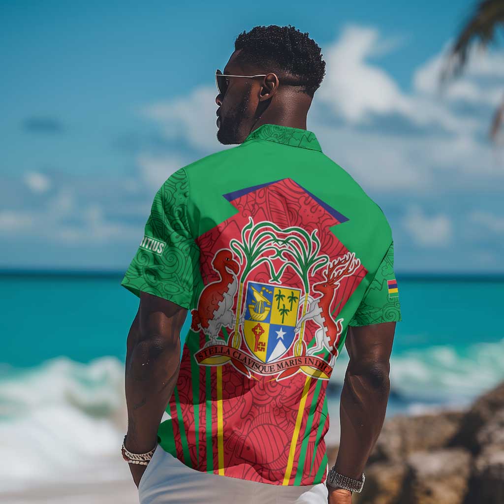 Mauritius Dodo Hawaiian Shirt Flag Coat of Arms Traditional Patterns TS04