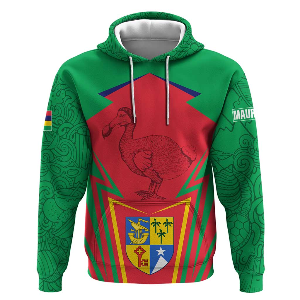 Mauritius Coat of Arms Hoodie National Emblem Blended with Traditional Patterns TS04