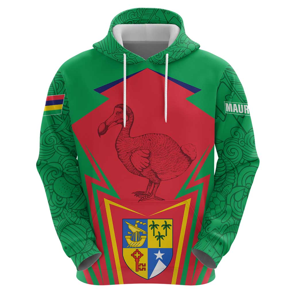 Mauritius Coat of Arms Hoodie National Emblem Blended with Traditional Patterns TS04