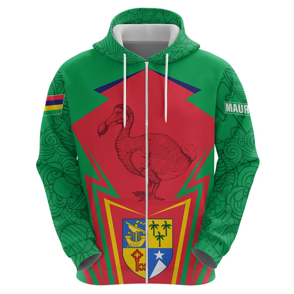 Mauritius Coat of Arms Hoodie National Emblem Blended with Traditional Patterns TS04