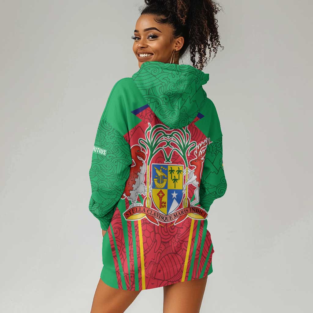 Mauritius Dodo Hoodie Dress Flag Coat of Arms Traditional Patterns TS04