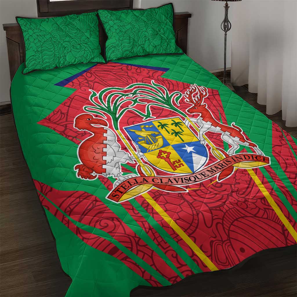 Mauritius Dodo Quilt Bed Set Flag Coat of Arms Traditional Patterns TS04
