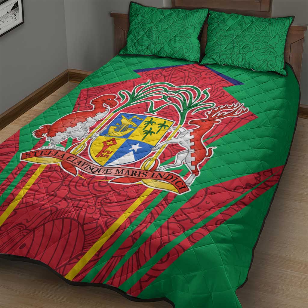 Mauritius Dodo Quilt Bed Set Flag Coat of Arms Traditional Patterns TS04