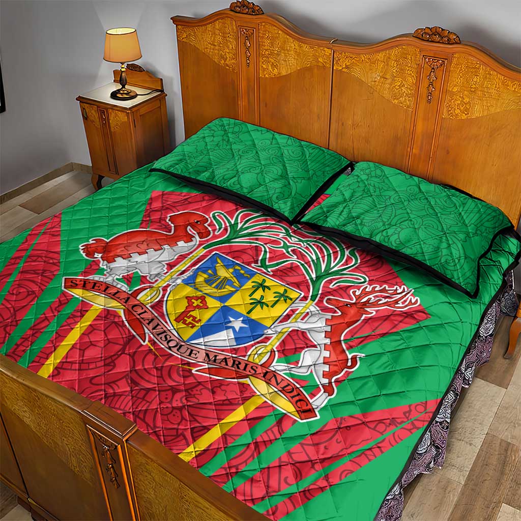 Mauritius Dodo Quilt Bed Set Flag Coat of Arms Traditional Patterns TS04