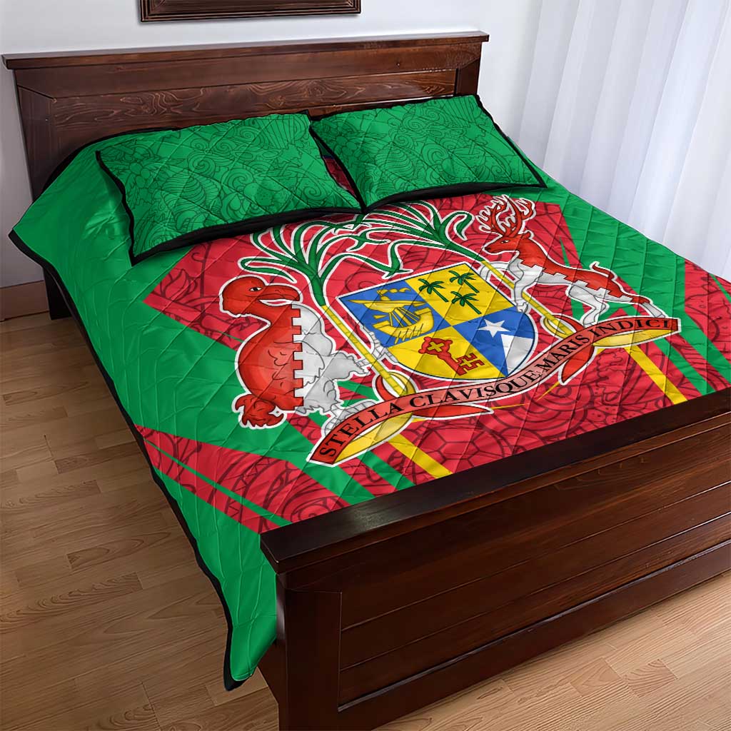 Mauritius Dodo Quilt Bed Set Flag Coat of Arms Traditional Patterns TS04
