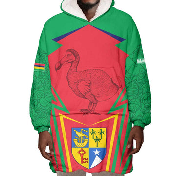 Mauritius Dodo Wearable Blanket Hoodie Flag Coat of Arms Traditional Patterns TS04