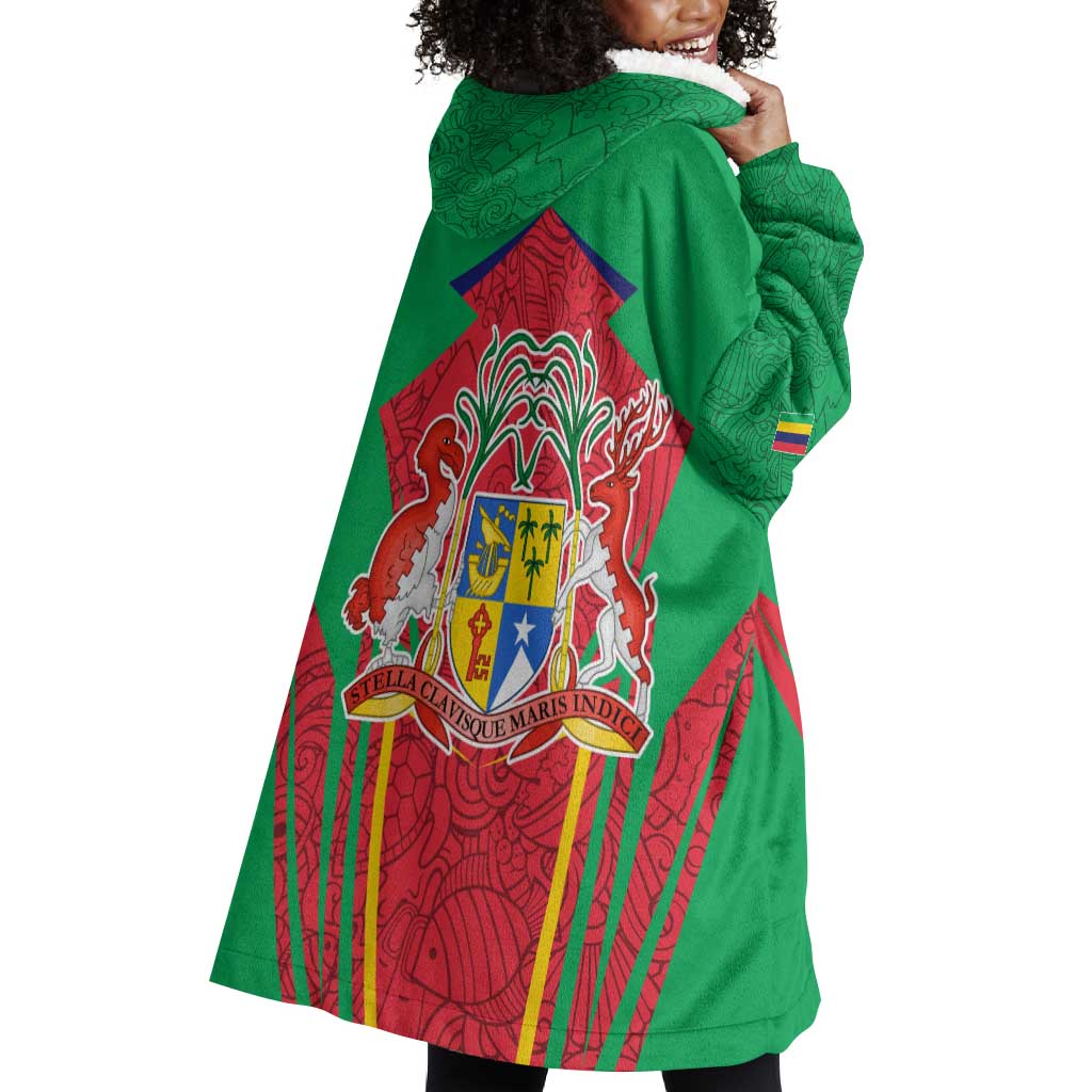 Mauritius Dodo Wearable Blanket Hoodie Flag Coat of Arms Traditional Patterns TS04