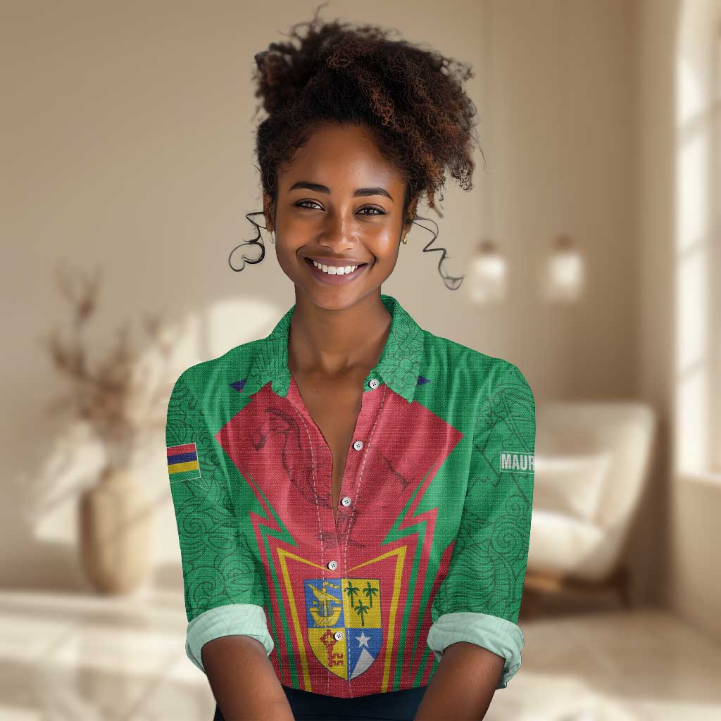 Mauritius Dodo Women Casual Shirt Flag Coat of Arms Traditional Patterns TS04
