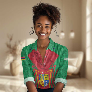 Mauritius Dodo Women Casual Shirt Flag Coat of Arms Traditional Patterns TS04