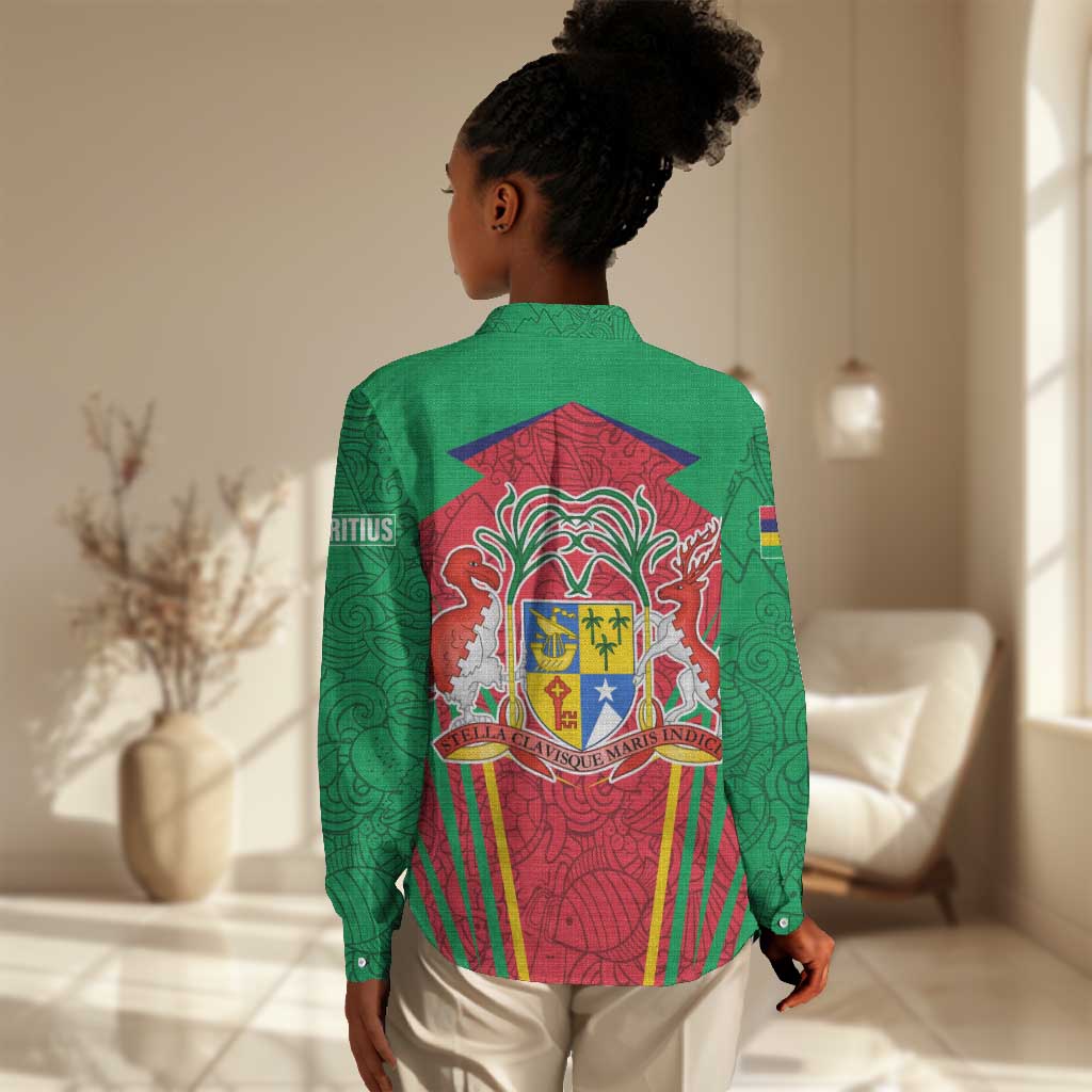 Mauritius Dodo Women Casual Shirt Flag Coat of Arms Traditional Patterns TS04