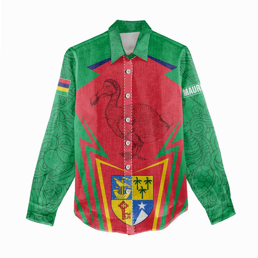Mauritius Dodo Women Casual Shirt Flag Coat of Arms Traditional Patterns TS04