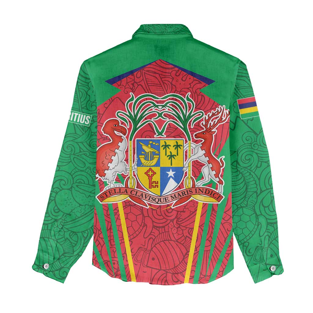 Mauritius Dodo Women Casual Shirt Flag Coat of Arms Traditional Patterns TS04
