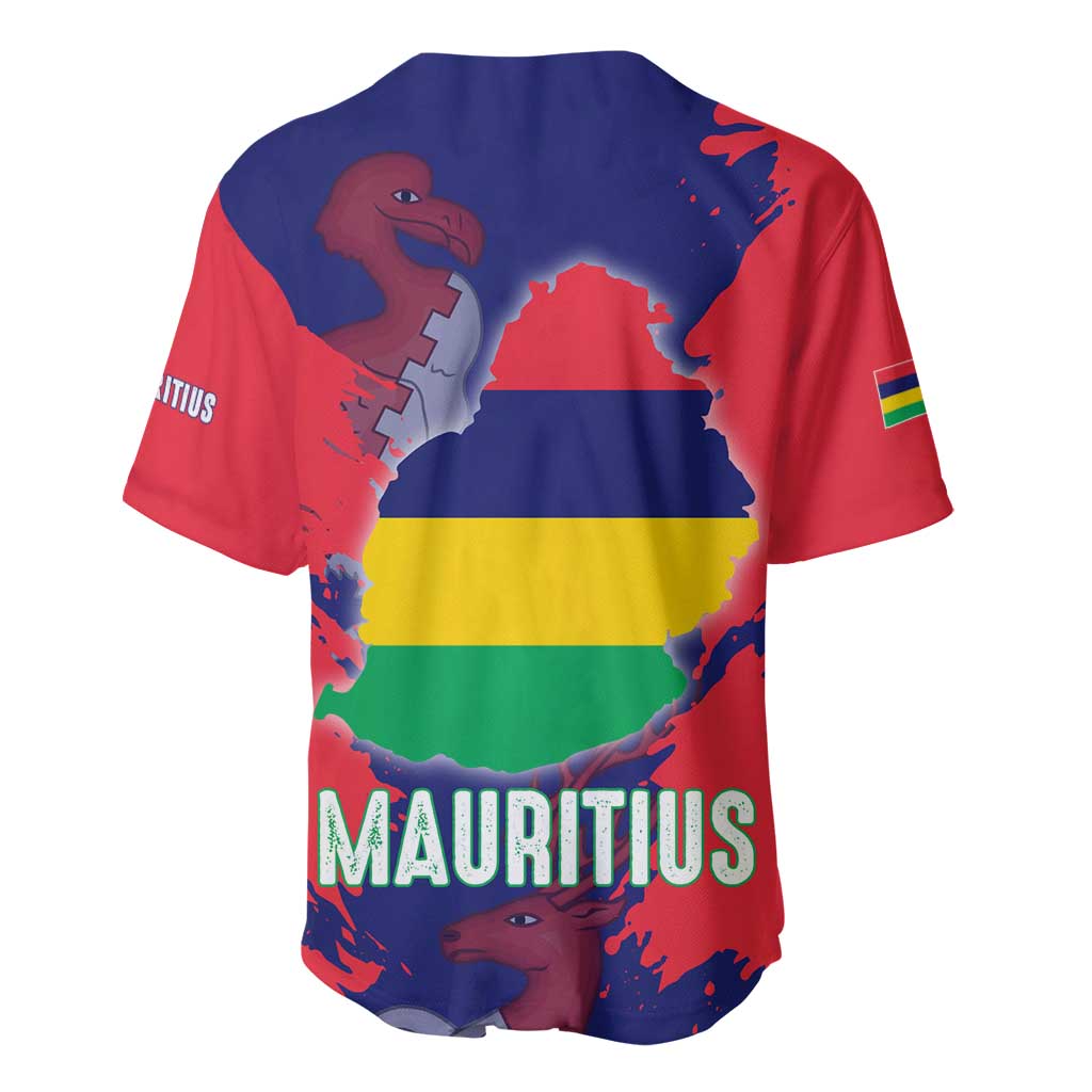 Afro Mauritius Baseball Jersey Map Design with Flag Coat of Arms TS04
