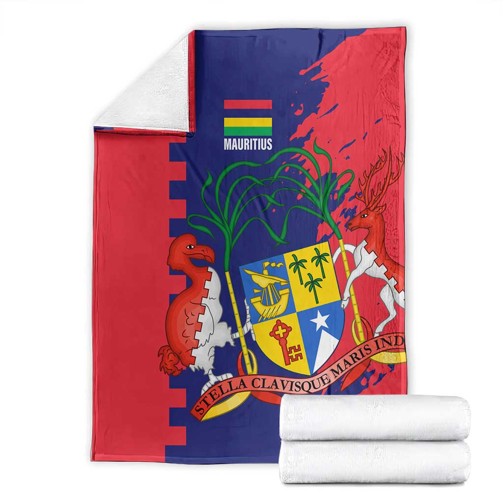 Afro Mauritius Blanket Map Design with Flag Coat of Arms TS04