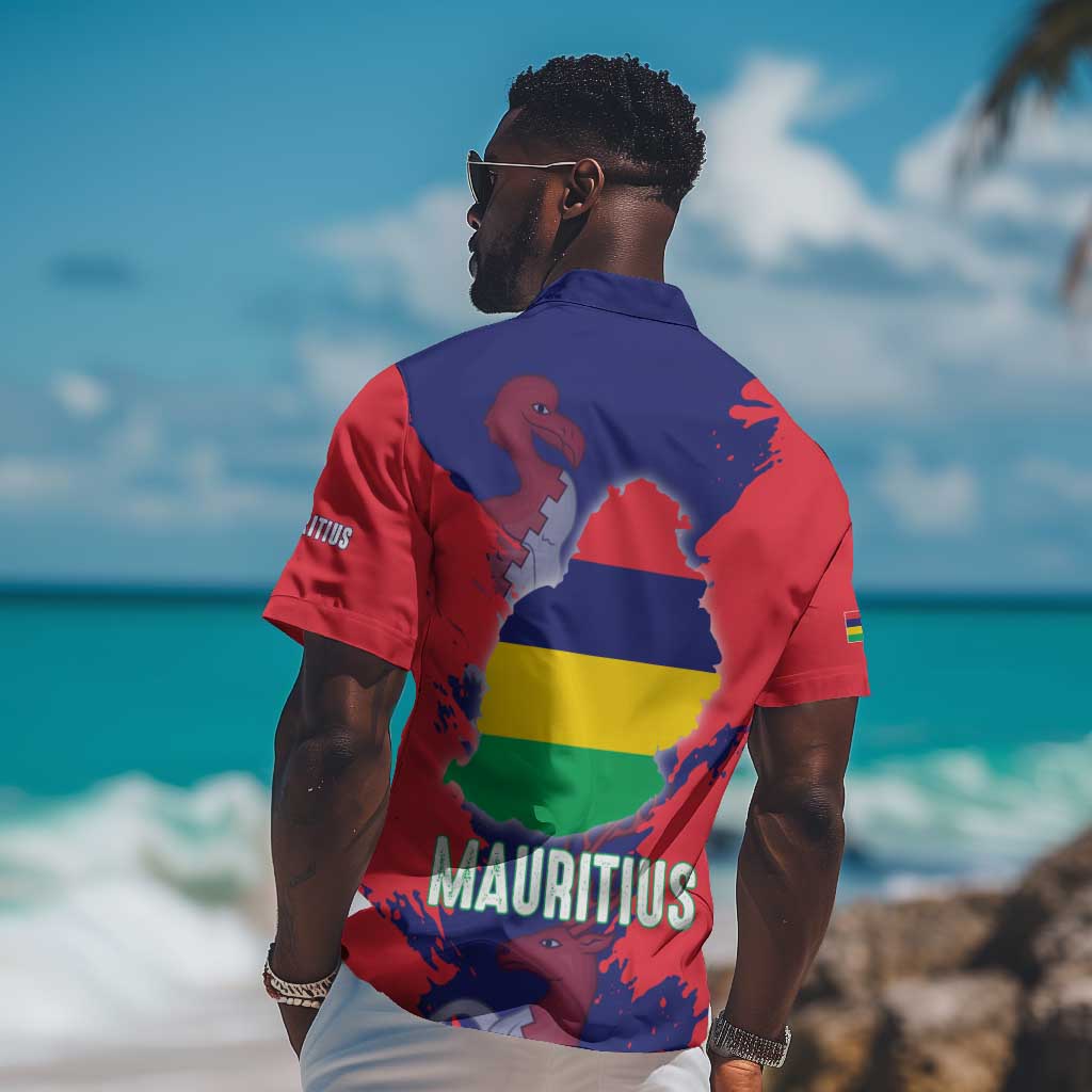 Afro Mauritius Hawaiian Shirt Map Design with Flag Coat of Arms TS04