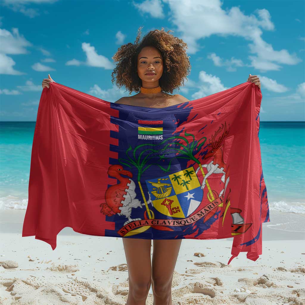 Afro Mauritius Sarong Map Design with Flag Coat of Arms TS04