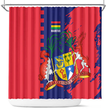 Mauritius Shower Curtain National Emblem Integrated with Country's Shape  Symbolic Design TS04
