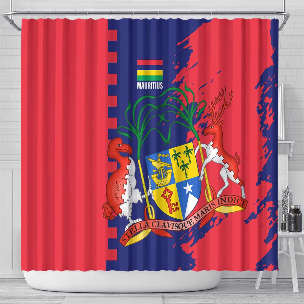 Mauritius Shower Curtain National Emblem Integrated with Country's Shape  Symbolic Design TS04