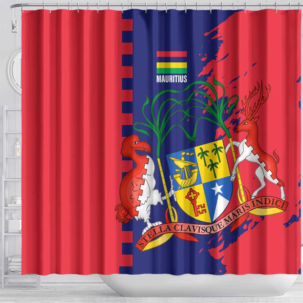 Mauritius Shower Curtain National Emblem Integrated with Country's Shape  Symbolic Design TS04