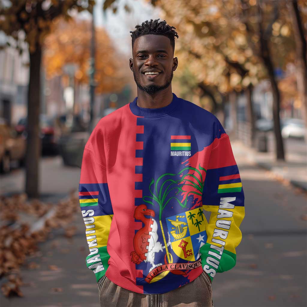 Afro Mauritius Sweatshirt Map Design with Flag Coat of Arms TS04
