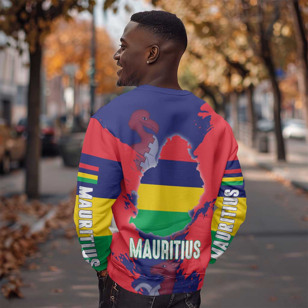 Afro Mauritius Sweatshirt Map Design with Flag Coat of Arms TS04
