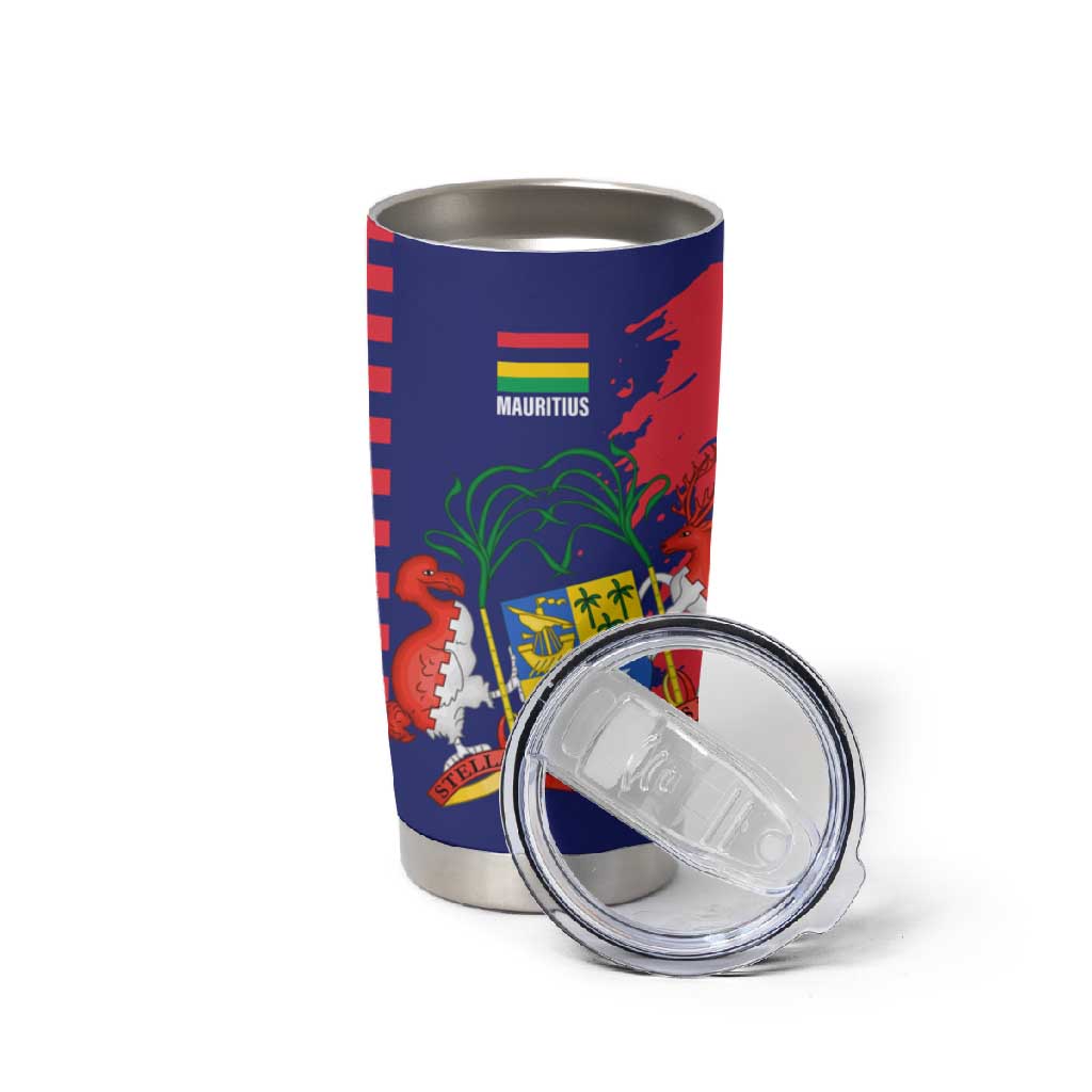 Afro Mauritius Tumbler Cup Map Design with Flag Coat of Arms TS04