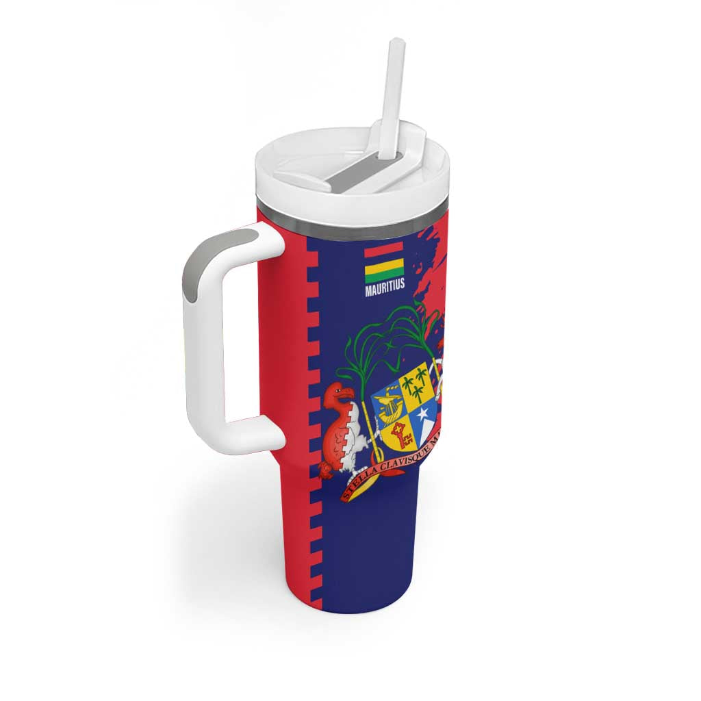 Afro Mauritius Tumbler With Handle Map Design with Flag Coat of Arms TS04