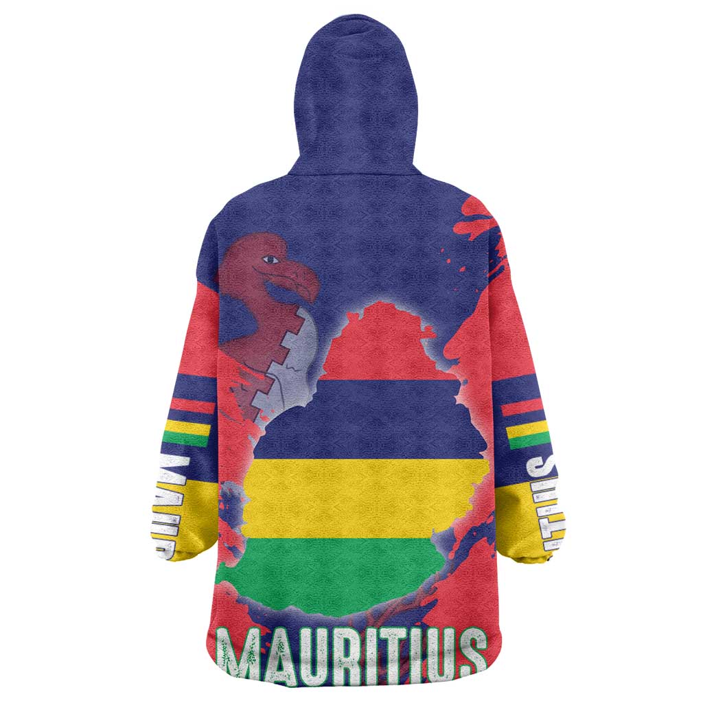 Afro Mauritius Wearable Blanket Hoodie Map Design with Flag Coat of Arms TS04
