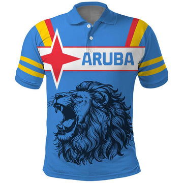 Aruba Polo Shirt National Emblem Featuring the Lion Symbol - Majestic Design TS04