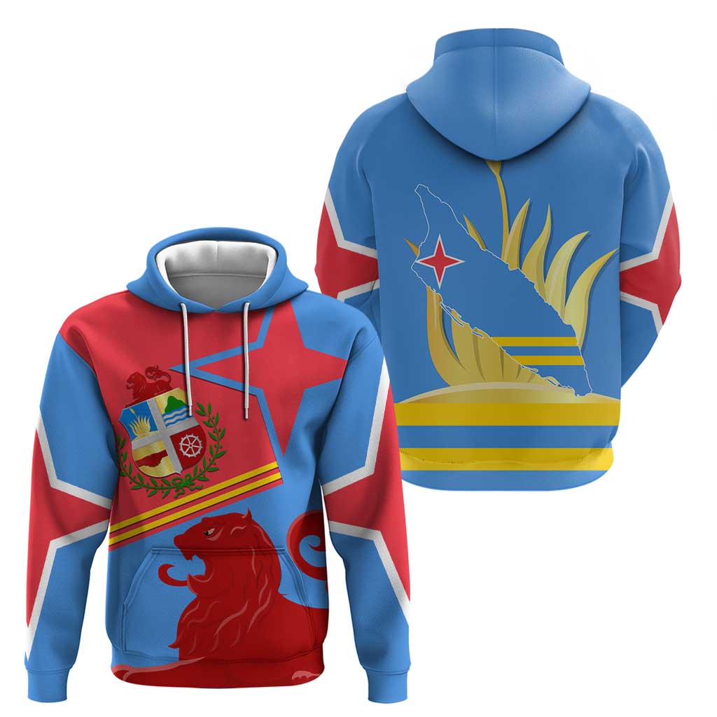 Aruba Flag Hoodie Elements Merged with Country's Shape  Unique National Design TS04