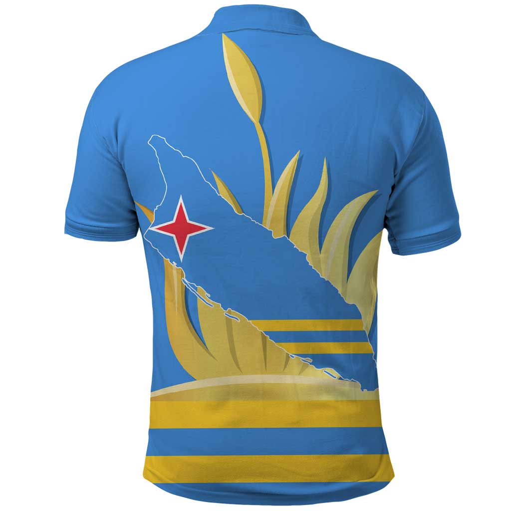 Aruba Flag Polo Shirt Elements Merged with Country's Shape  Unique National Design TS04