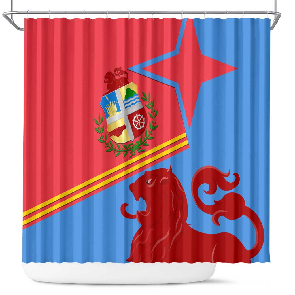 Aruba Flag Shower Curtain Elements Merged with Country's Shape  Unique National Design TS04