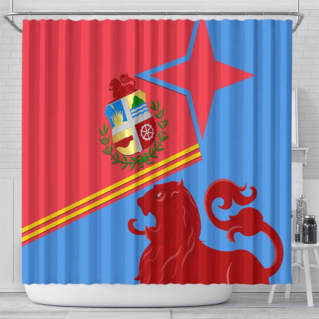 Aruba Flag Shower Curtain Elements Merged with Country's Shape  Unique National Design TS04