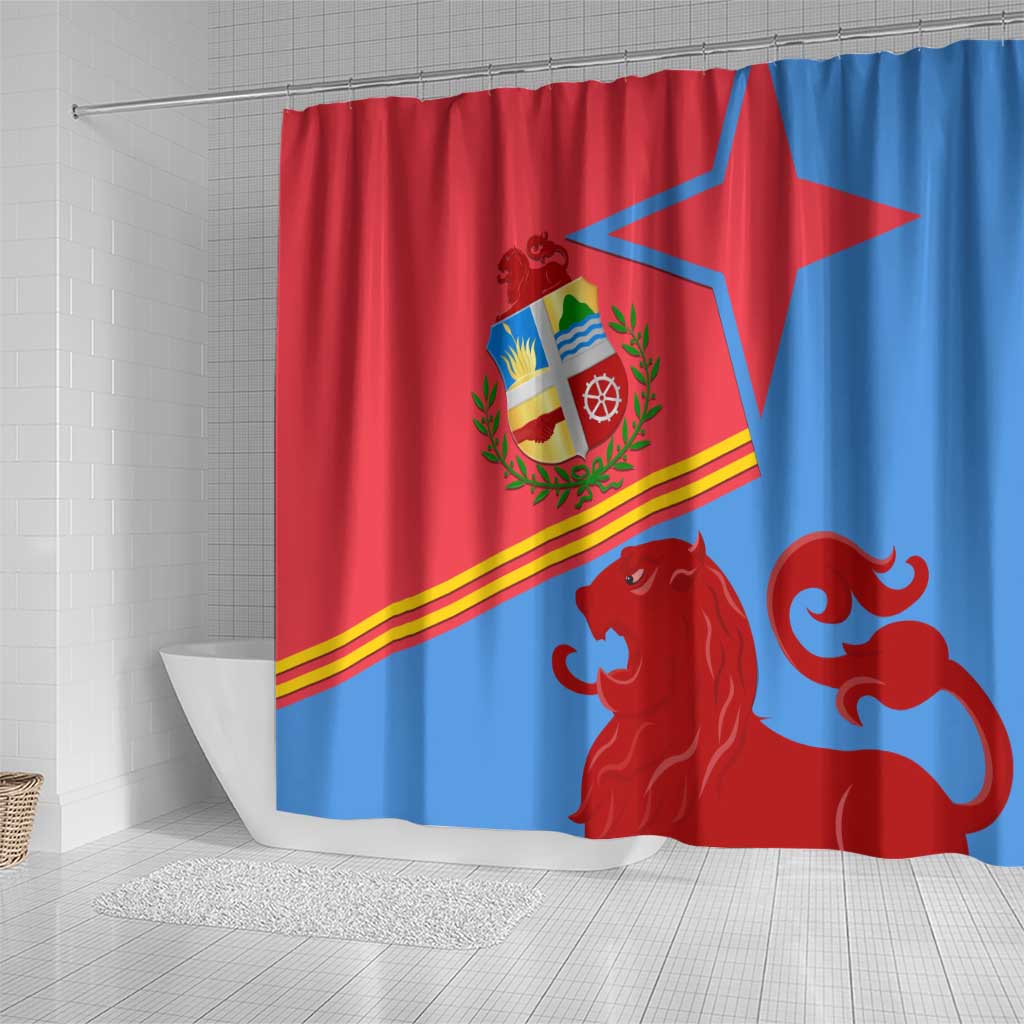 Aruba Flag Shower Curtain Elements Merged with Country's Shape  Unique National Design TS04