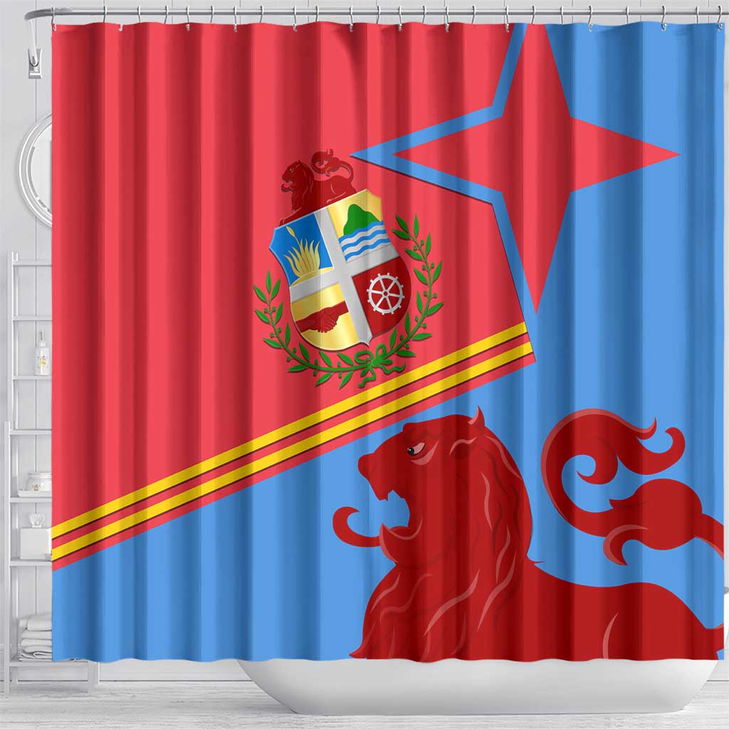 Aruba Flag Shower Curtain Elements Merged with Country's Shape  Unique National Design TS04
