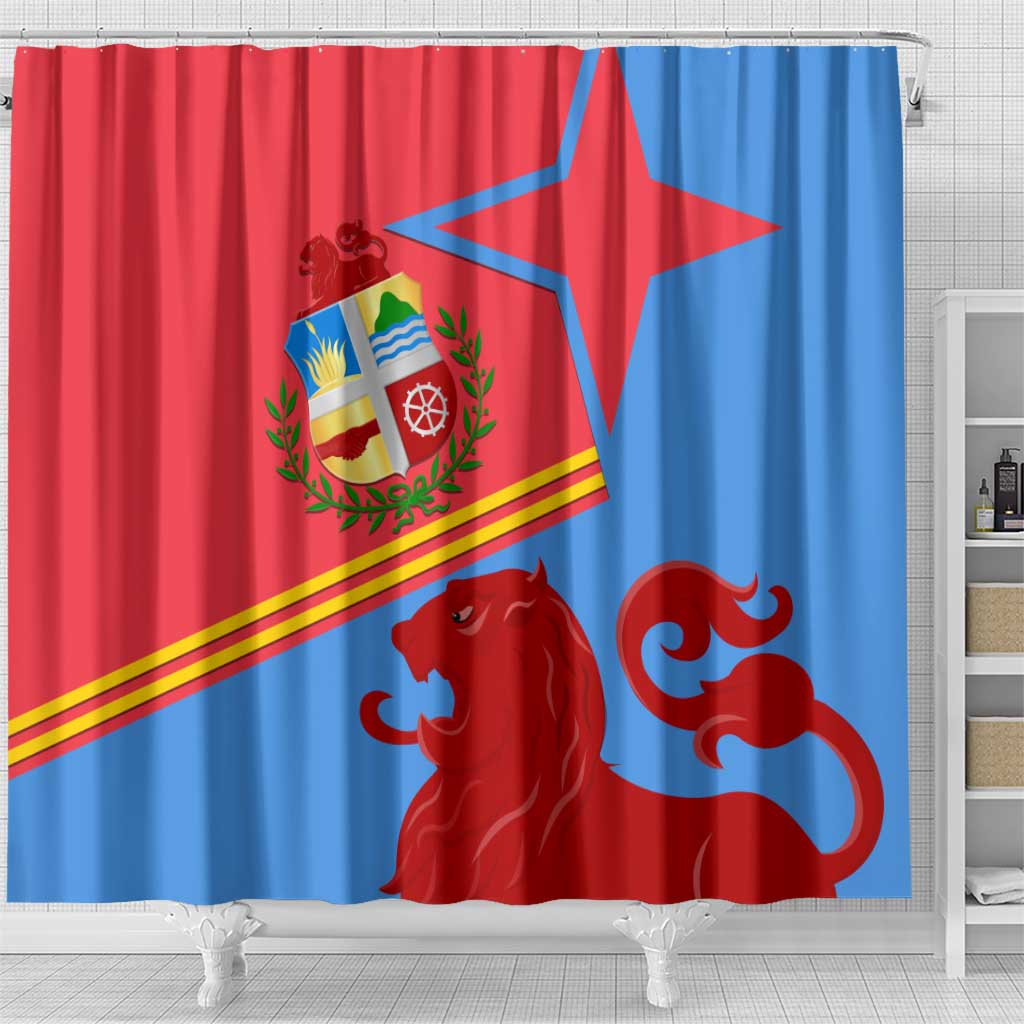 Aruba Flag Shower Curtain Elements Merged with Country's Shape  Unique National Design TS04
