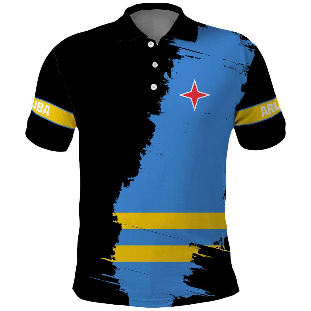 Aruba's Mascot Polo Shirt Blended with National Flag Details  Symbolic Design TS04