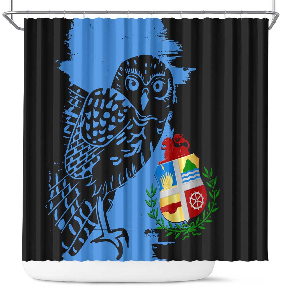 Aruba's Mascot Shower Curtain Blended with National Flag Details  Symbolic Design TS04
