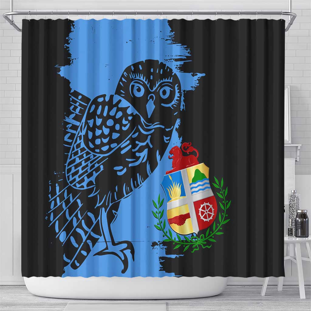 Aruba's Mascot Shower Curtain Blended with National Flag Details  Symbolic Design TS04