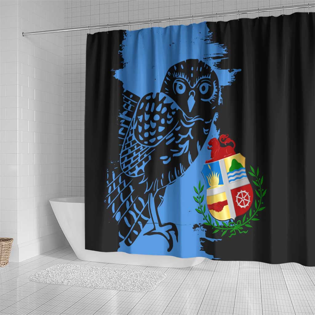 Aruba's Mascot Shower Curtain Blended with National Flag Details  Symbolic Design TS04