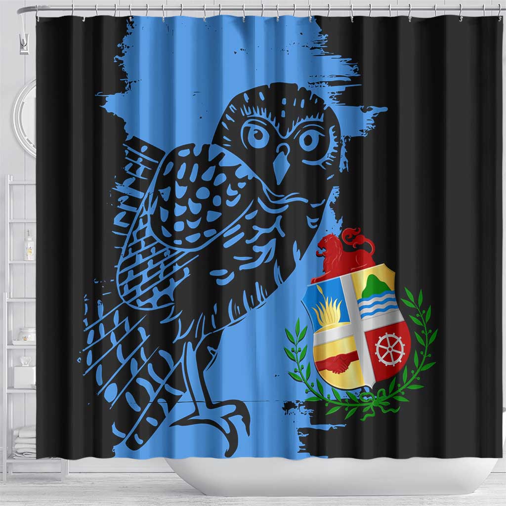 Aruba's Mascot Shower Curtain Blended with National Flag Details  Symbolic Design TS04