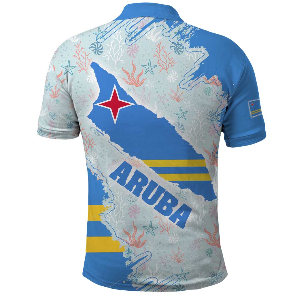 Aruba Polo Shirt with Marine Patterns  Ocean-Inspired Design TS04