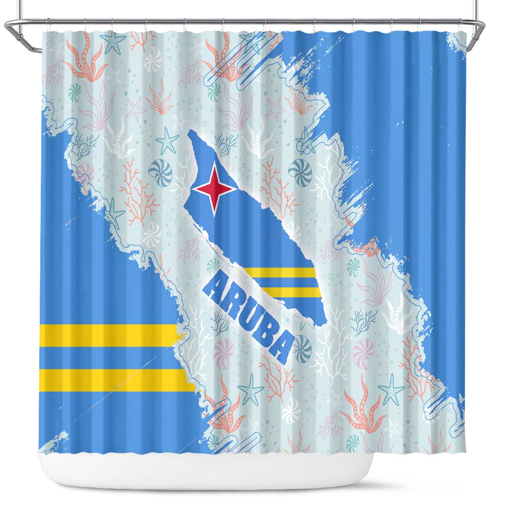 Aruba Shower Curtain with Marine Patterns  Ocean-Inspired Design TS04