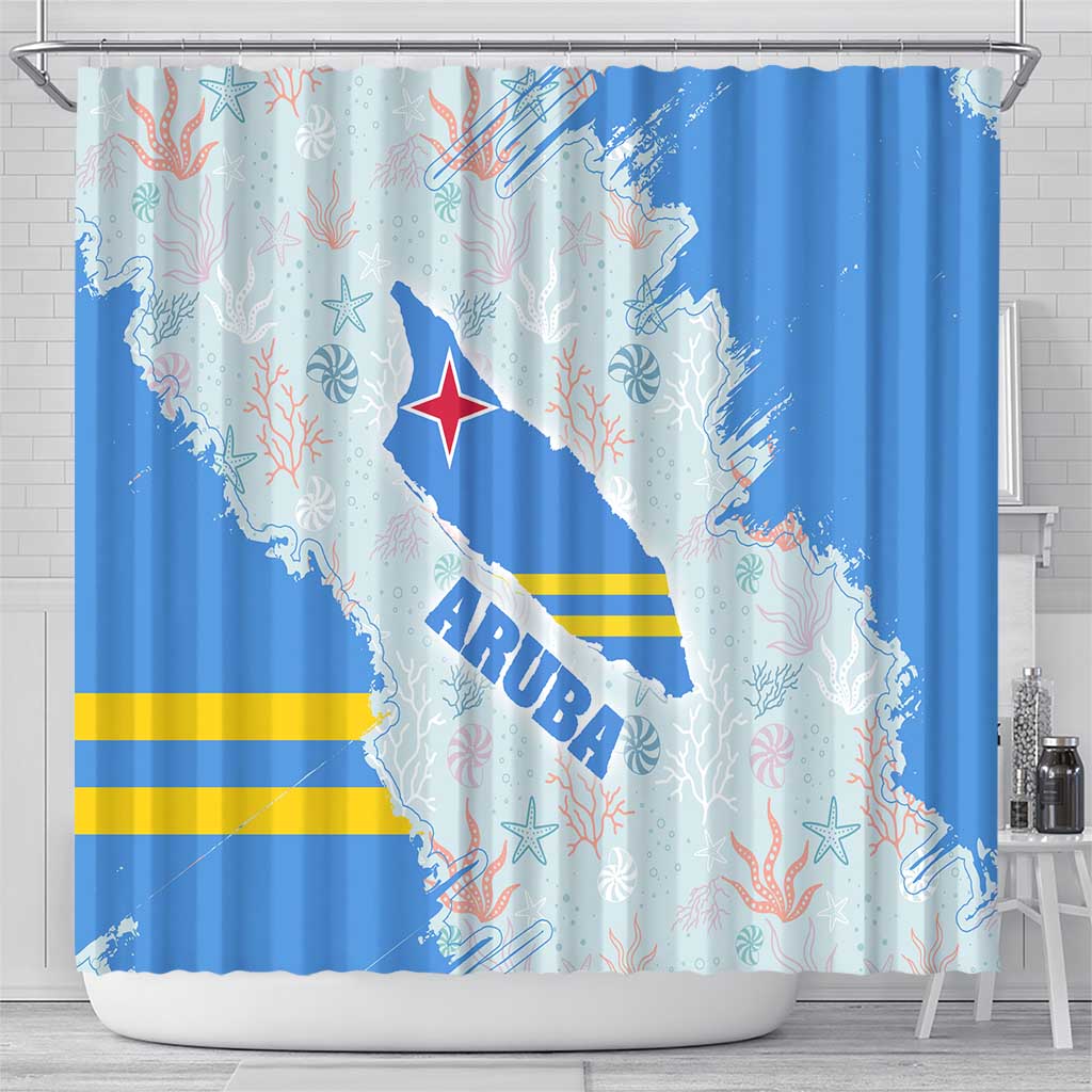 Aruba Shower Curtain with Marine Patterns  Ocean-Inspired Design TS04