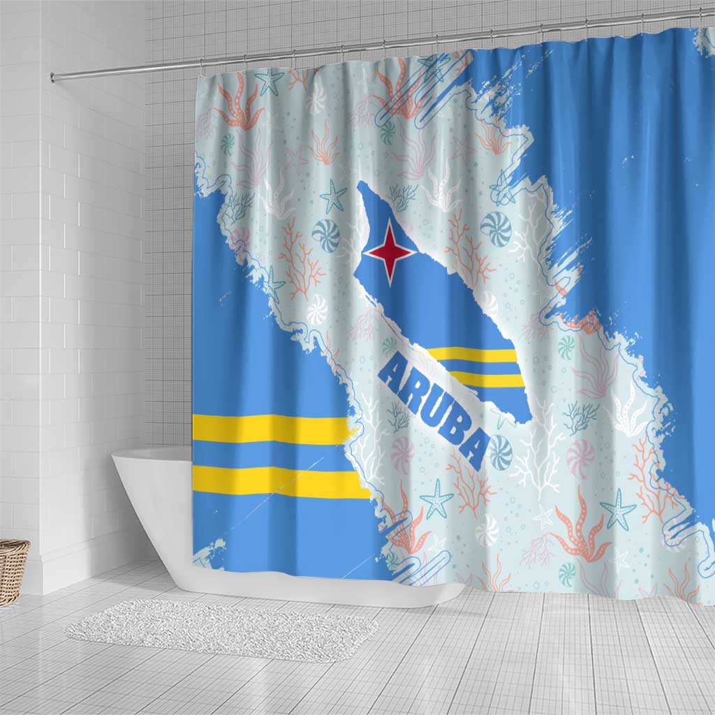 Aruba Shower Curtain with Marine Patterns  Ocean-Inspired Design TS04