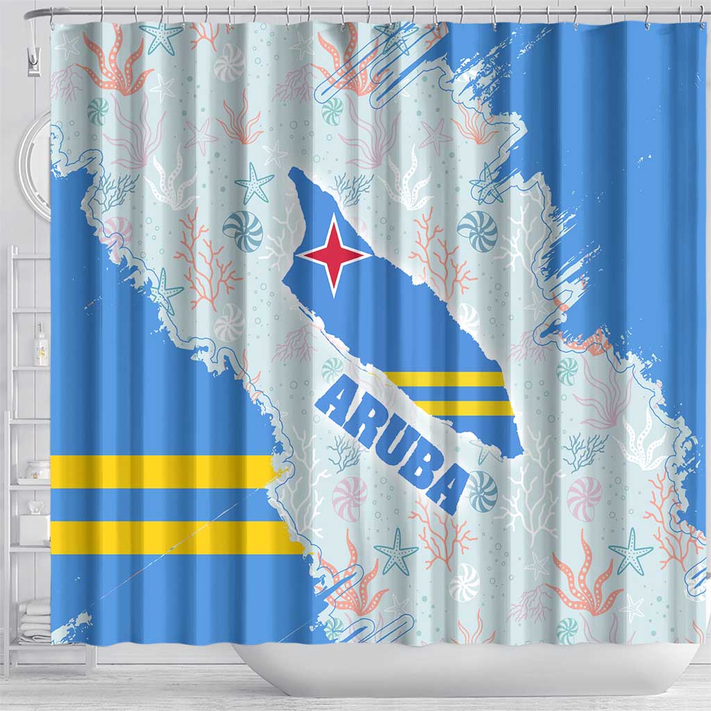 Aruba Shower Curtain with Marine Patterns  Ocean-Inspired Design TS04