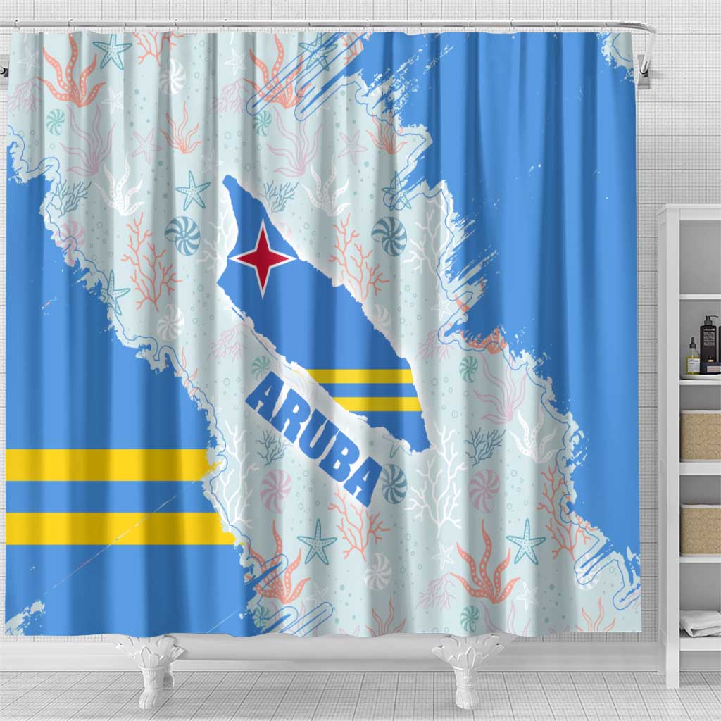Aruba Shower Curtain with Marine Patterns  Ocean-Inspired Design TS04
