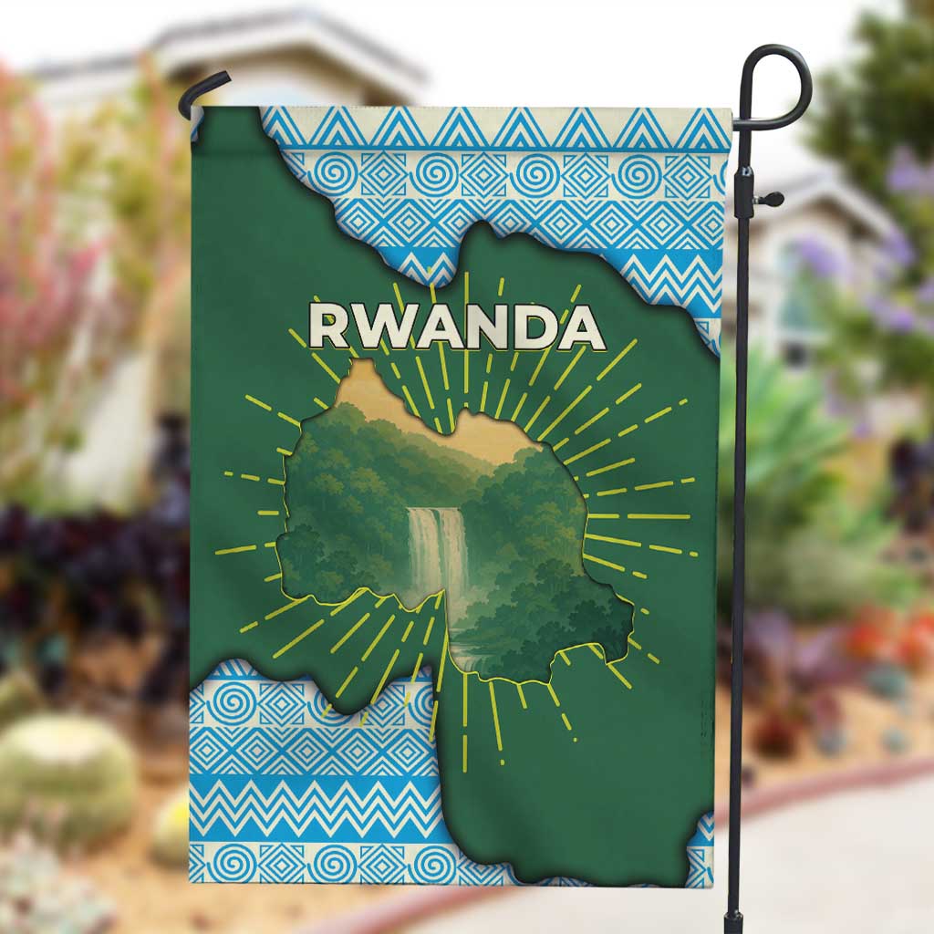 Rwanda Garden Flag with Green Nature Map Waterfall Sunburst Spirit TS04