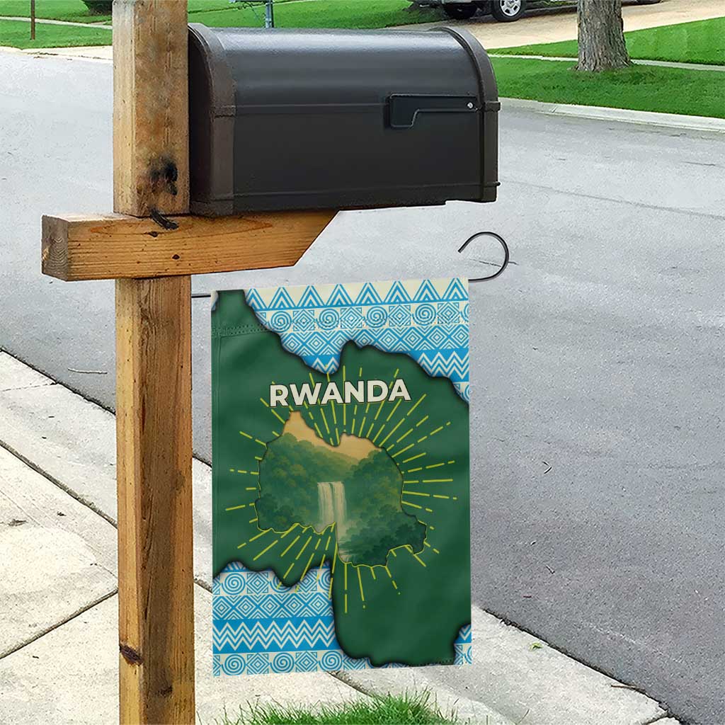 Rwanda Garden Flag with Green Nature Map Waterfall Sunburst Spirit TS04